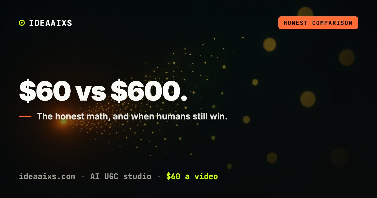 Dark abstract AI UGC cover for cost breakdown article, one bright ember of light multiplying against many dimmer ones in warm orange and lime glow.