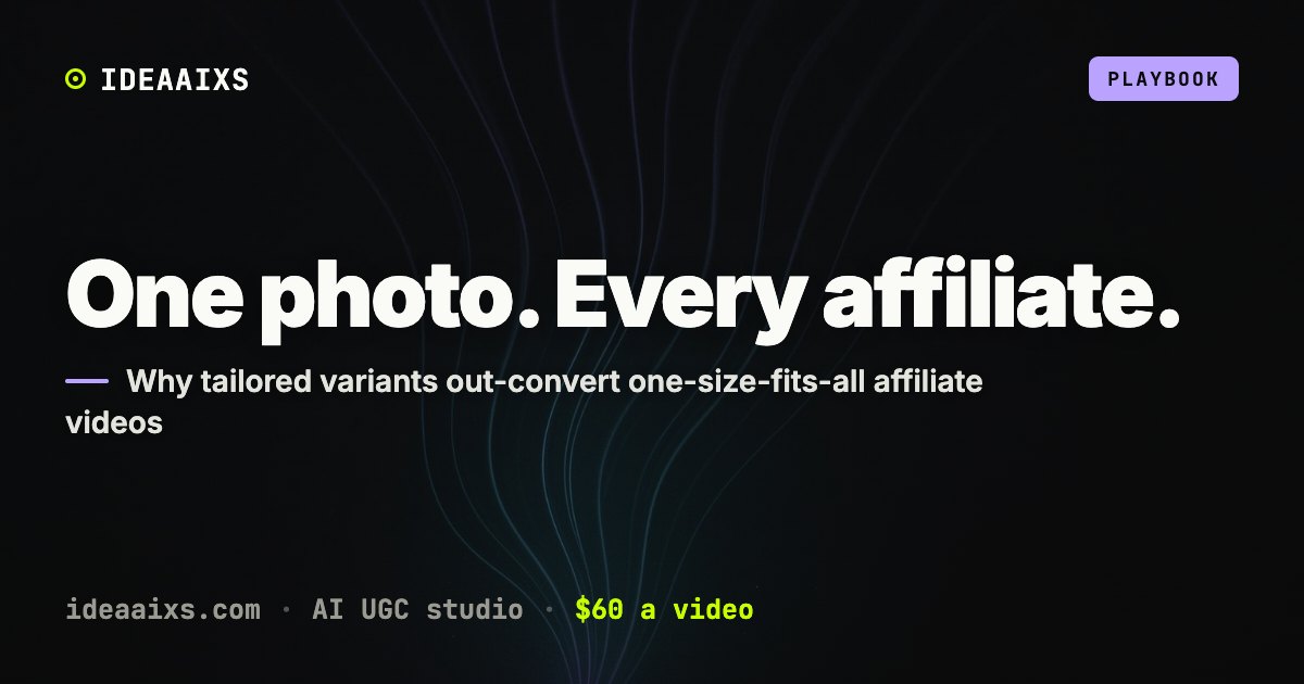 Abstract violet and teal light splitting from one source into many branches, representing AI UGC per-affiliate video variants